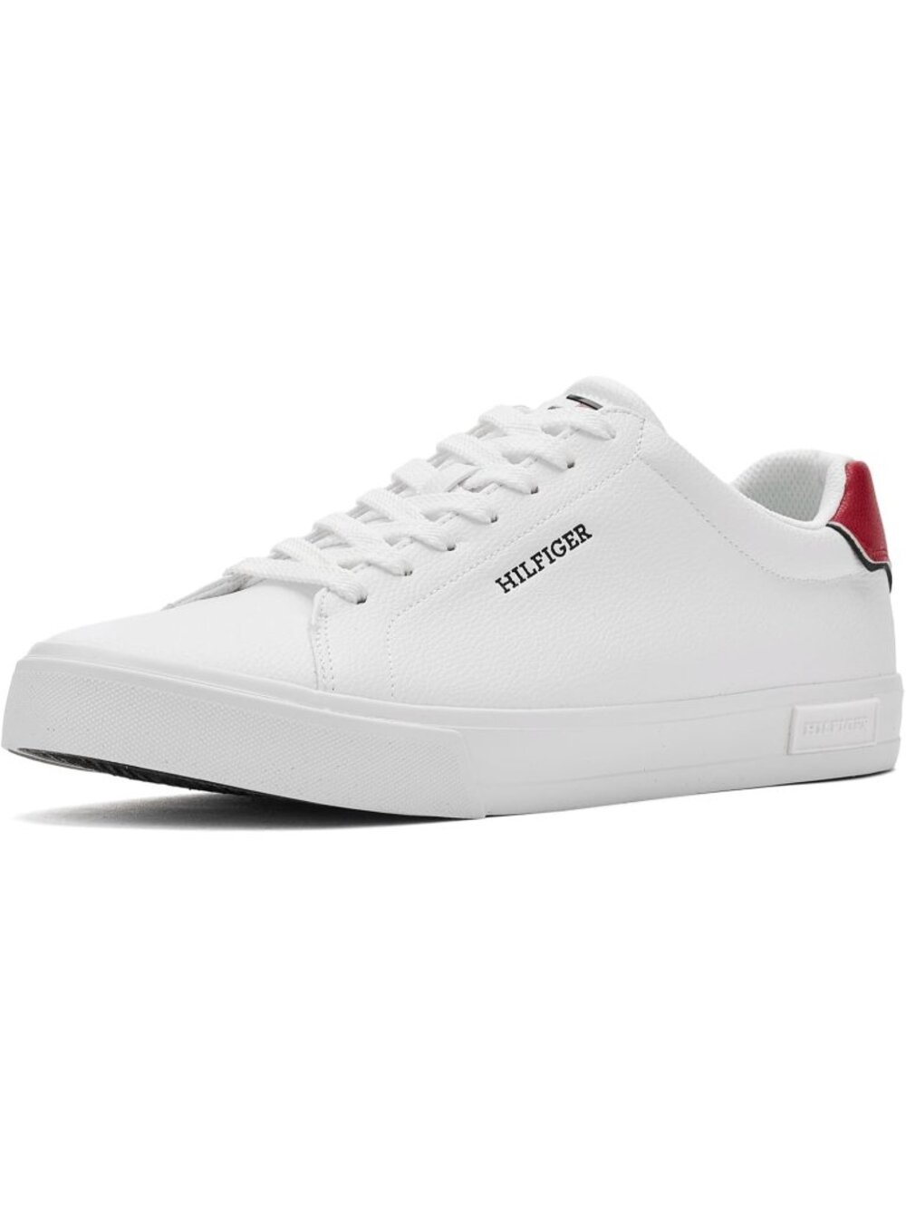 Tommy Hilfiger Men's White Red Closed Toe Lace Up Casual Rawly Sneakers Shoes